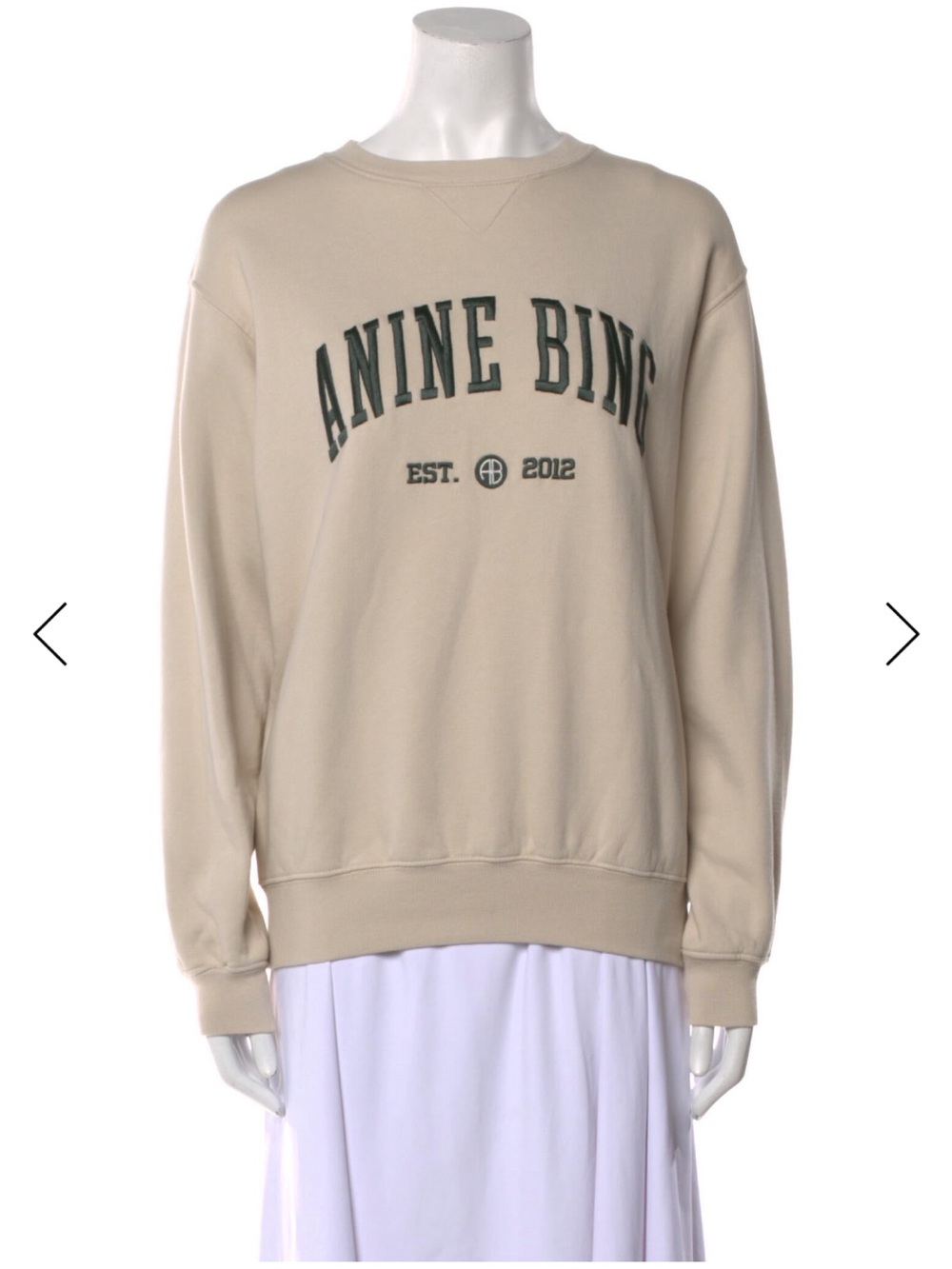 Anine Bing Beige Logo Crewneck Sweatshirt